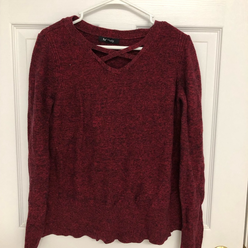 Red Cross Neck Sweater